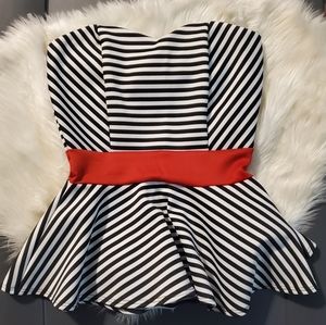 Peplum Sweetheart Striped Tube Top